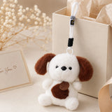 White Plush Puppy Keychain with Cord Loop