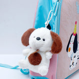 White Plush Puppy Keychain with Cord Loop