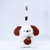 White Plush Puppy Keychain with Cord Loop
