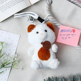 White Plush Bear Keychain with Cord Loop