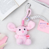 Pink Plush Bunny Keychain with Cord Loop