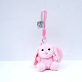 Pink Plush Bunny Keychain with Cord Loop