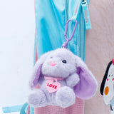 Purple Plush Bunny Keychain with Heart Charm