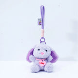Purple Plush Bunny Keychain with Heart Charm