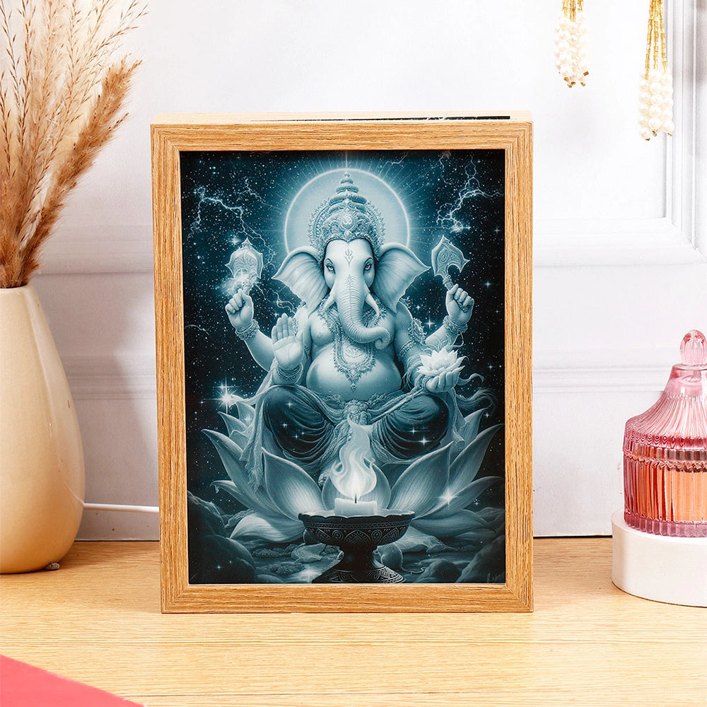 Ganesha Digital Art LED Wall Print Frame