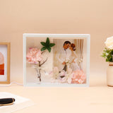 White LED Photo Frame with Floral & Leaf Accent
