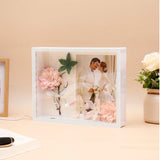 White LED Photo Frame with Floral & Leaf Accent