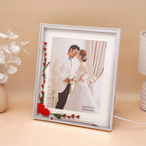 White LED Photo Frame with Red Floral Vine