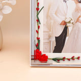 White LED Photo Frame with Red Floral Vine