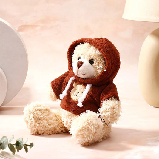 Beige Hoodie Teddy Bear Keychain With Perfume
