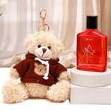Beige Hoodie Teddy Bear Keychain With Perfume