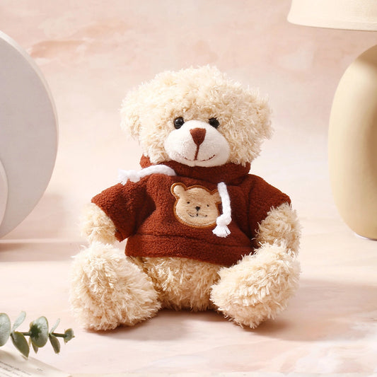 Beige Hoody Teddy Bear Keychain 