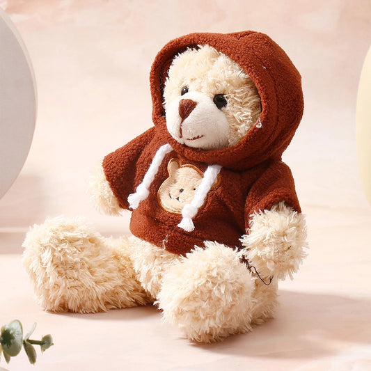 Beige Hoodie Teddy Bear Keychain
