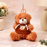 Dark Brown Hoody Teddy Bear Keychain 