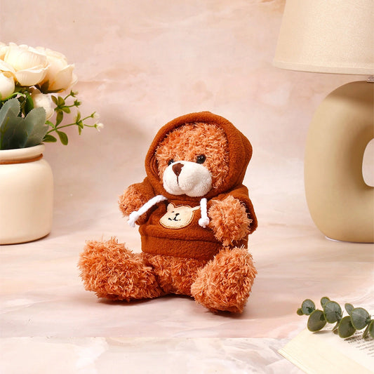 Dark Brown Hoodie Teddy Bear Keychain