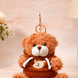 Dark Brown Hoodie Teddy Bear Keychain