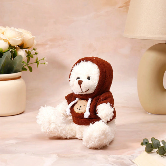 White Hoodie Teddy Bear Keychain With Perfume