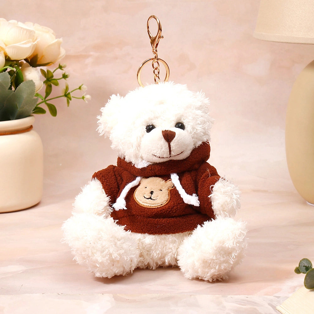  White Hoody Teddy Bear Keychain 