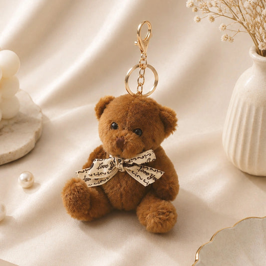 Dark Brown Teddy Bear Keychain 