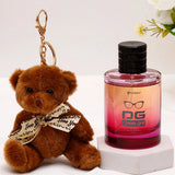 Dark Brown Teddy Bear Keychain With Perfume