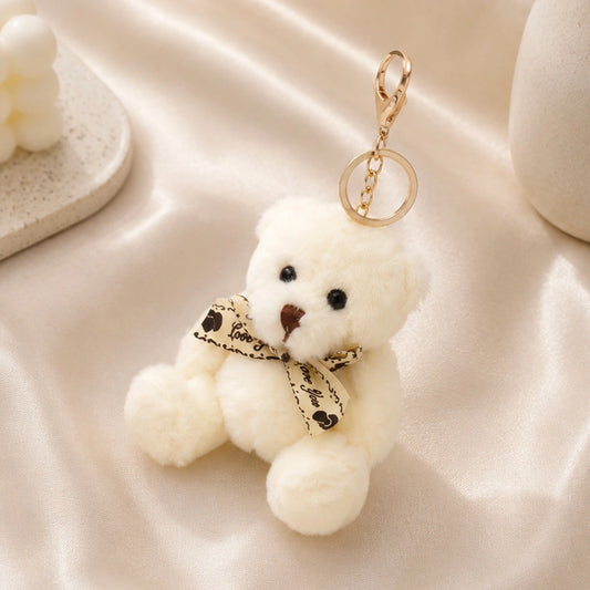 White Teddy Bear Keychain