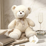 Off-white Teddy Bear Soft Toy with Bow - Large