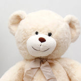 Off-white Teddy Bear Soft Toy with Bow - Large