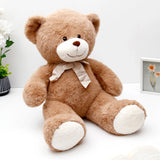 Brown Teddy Bear Soft Toy with Bow - Large