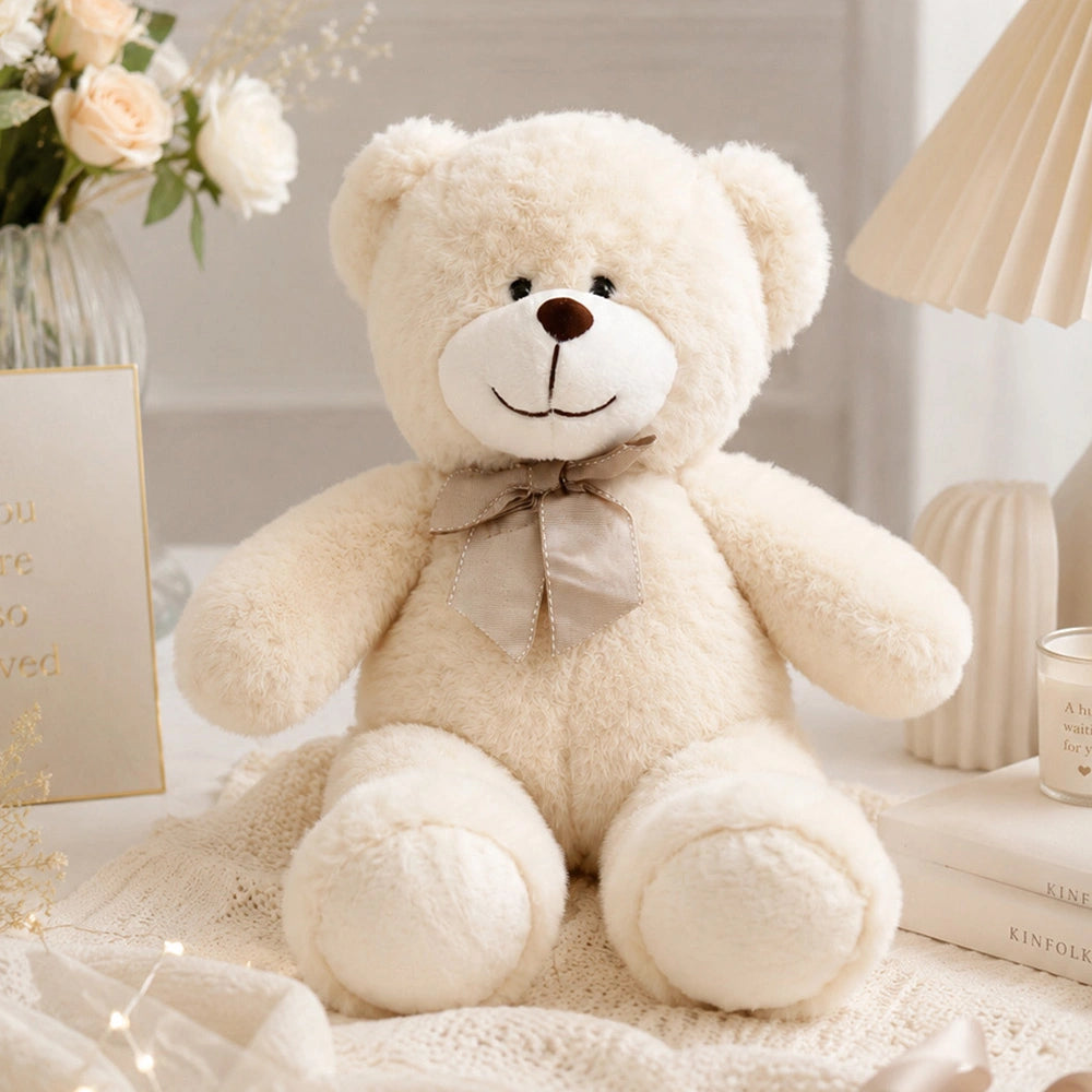Off-white Teddy Bear Soft Toy with Bow