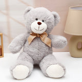Grey Teddy Bear Soft Toy with Bow