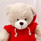 Beige Teddy Bear Soft Toy with Red Hoodie