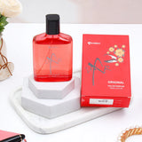 Red Hoodie Teddy & UXR Perfume Rakhi Combo