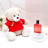 Red Hoodie Teddy & UXR Perfume Rakhi Combo