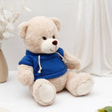Beige Teddy Bear Soft Toy with Blue Hoodie