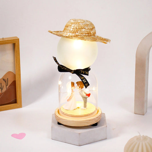 Archies Straw Hat Bride & Groom Couple Showpiece