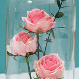 Archies Blush Pink Rose Bouquet LED Glass Dome Showpiece