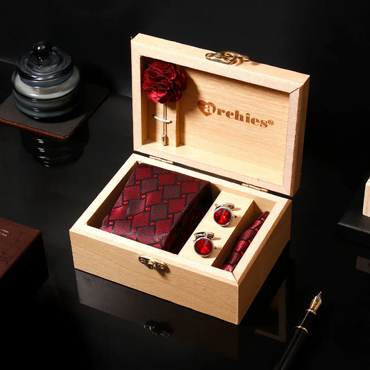 Maroon-Diamond-Lattice-Tie-Set
