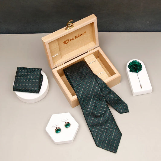 Emerald-Green-Geometric-Tie-Set