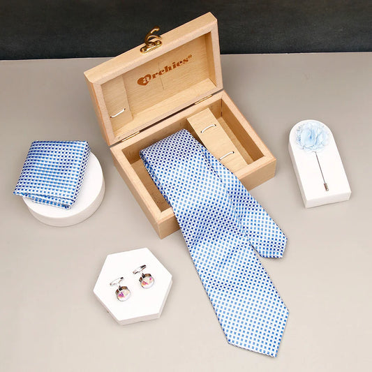 Sky-Blue-Micro-Check-Tie-Set
