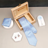 Sky-Blue-Micro-Check-Tie-Set