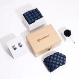 Navy-Blue-Snowflake-Motif-Tie-Set