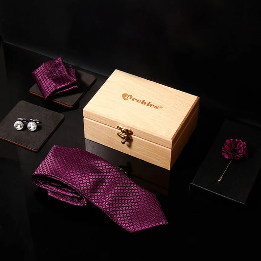Purple-Diamond-Textured-Tie-Set