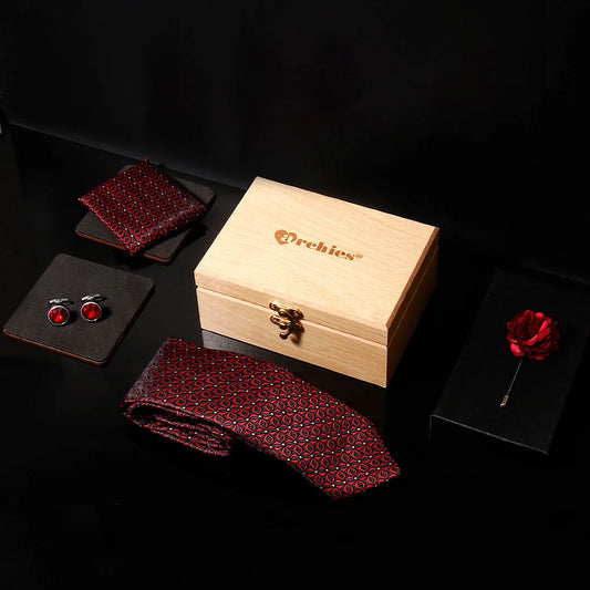 Red-and-Black-Diamond-Pattern-Tie-Set