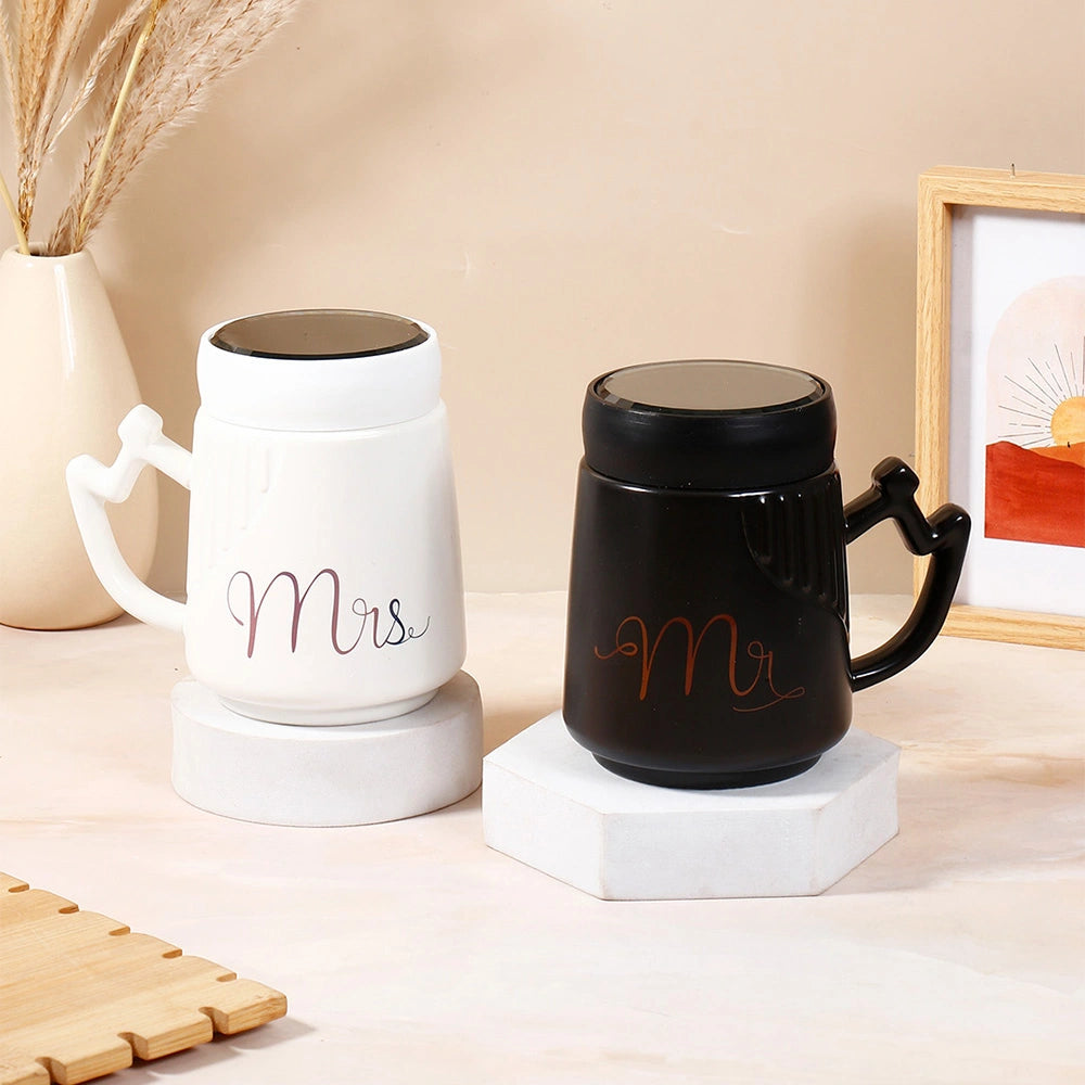 Mr. and Mrs. Black & White Couple Mug Set