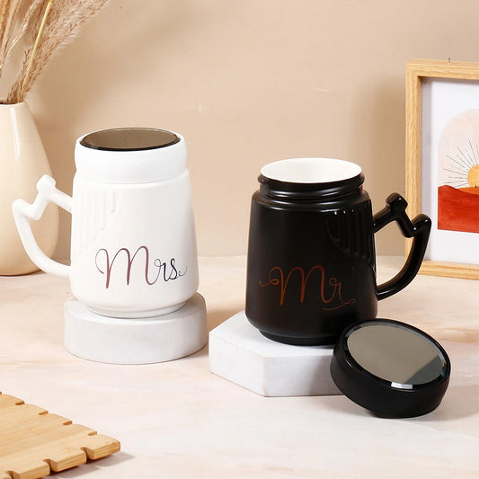 Mr. and Mrs. Black & White Couple Mug Set
