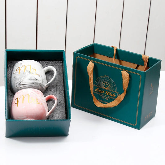 Mr. and Mrs. Pink & Grey Cup Set