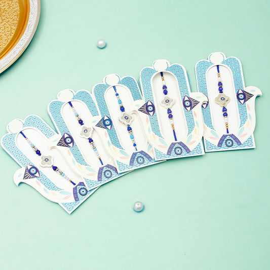 Pack Of 5 Evil Eye Clover Rakhi