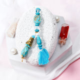 Evil Eye & Turquoise Cameo Tassel Rakhi