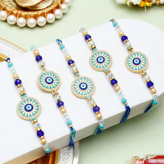 Pack Of 5 Evil Eye Mandala Rakhi