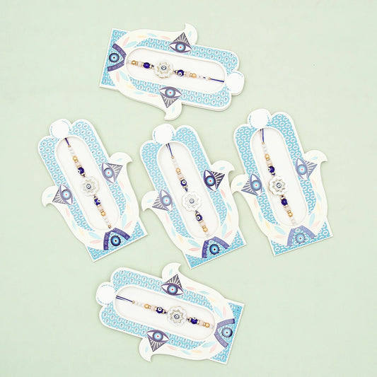 Pack Of 5 Evil Eye Floral Rakhi